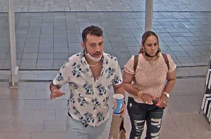 Authorities are searching for two people accused of stealing jewelry from a Lake Grove store.