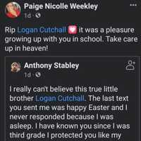 <p>Facebook posts on Logan Cutchall&#x27;s death.</p>