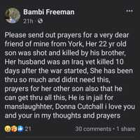 <p>Bambi Freeman&#x27;s Facebook post of the GoFundMe campaign page for Donna Cutchall</p>