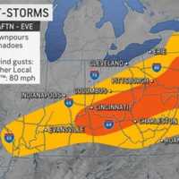 <p>Severe thunderstorm map.</p>