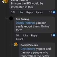 <p>Facebook comments suggesting people report the church to the IRS.</p>