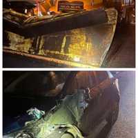 <p>The PennDOT plow truck and the car involved in the crash.</p>