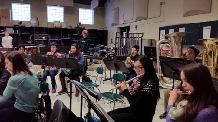 Brewster High School students prepare for the Pops Concert.