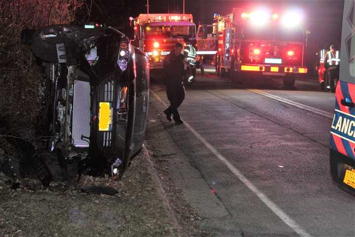 Five Hospitalized In Rollover, Two-Vehicle Crash