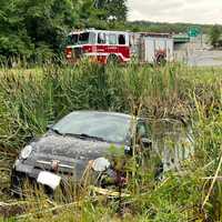 Car Takes A Dip After Leaving Ramp Off Route 128 In Lexington: Firefighters