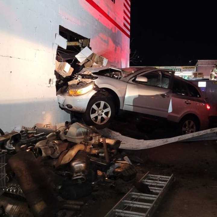 A driver slammed into the side of a business after losing control of the vehicle.