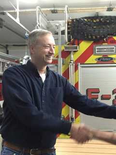 Easton Fire Dept. President Thanks Eagle Scout for Building Picnic Tables