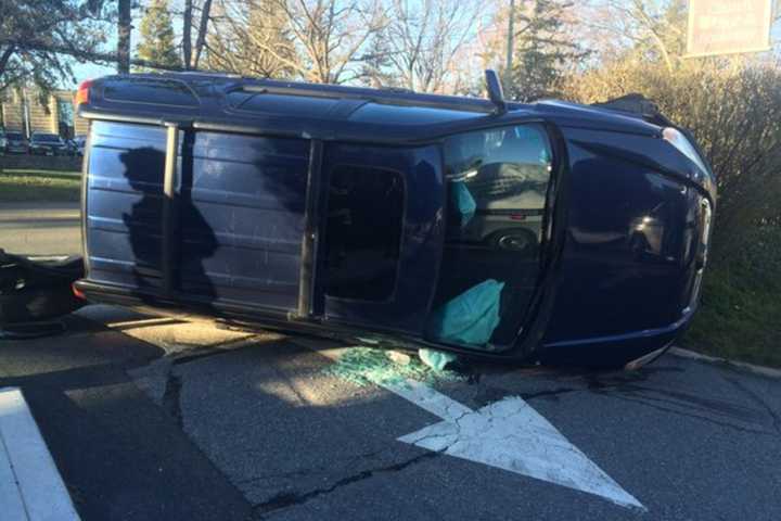 Greenwich FD Responds To Roll-Over Crash On East Putnam Ave.