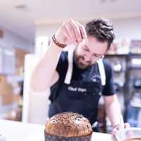 <p>Chef Joe putting finishing touches on some panettone.</p>