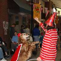 <p>Waveny’s volunteer pet therapy dog, Meca, as “the gentle lion.”</p>