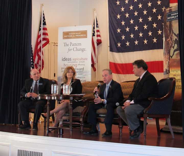 From left, Pattern for Progress President &amp; CEO Jonathan Drapkin, Putnam County Executive MaryEllen Odell, Rockland County Executive Ed Day and Westchester County Executive George Latimer.