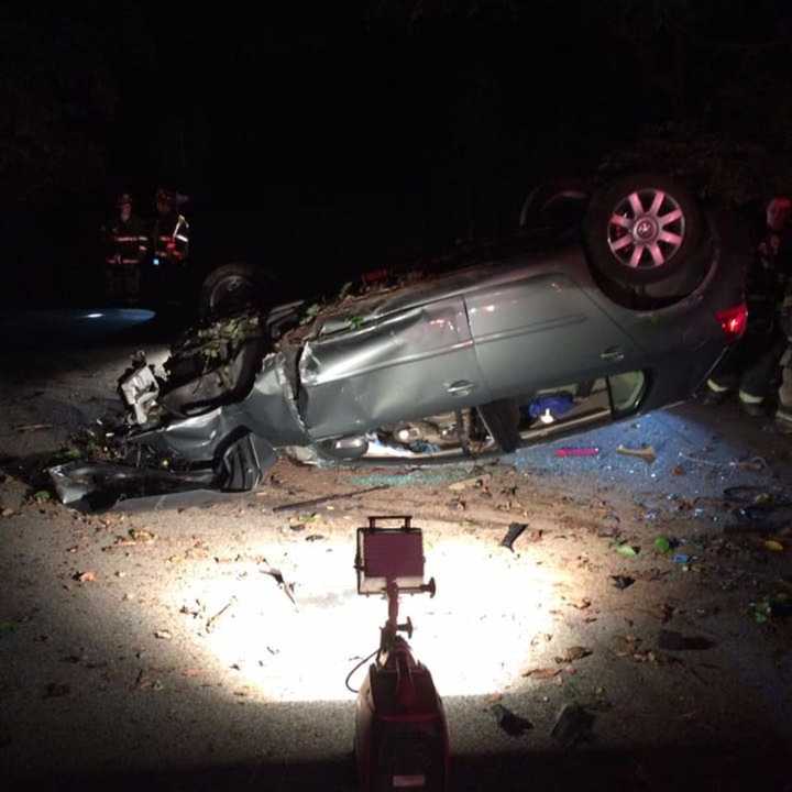 Croton-on-Hudson firefighters rescued a man pinned under a car after a rollover accident Saturday.