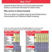 <p>Metro-North will run buses in place of trains on select trips this weekend.</p>