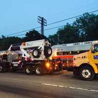 <p>MTA crews with heavy-duty equipment are on the scene of the derailment Thursday evening in Rye, N.Y., Metro-North said.</p>