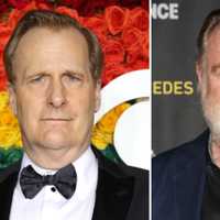 <p>Jeff Daniels (left) plays James Comey, Brendan Gleeson plays President Trump</p>