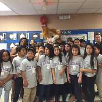 <p>Students from the Elmwood Elementary School in Monsey celebrate graduating from the D.A.R.E. program.</p>