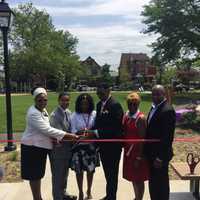 <p>Mount Vernon Mayor Richard Thomas, Schools Superintendent Kenneth Hamilton and members of Shamoya McKenzie&#x27;s family at the park.</p>