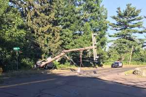 Toppled Pole, Downed Power Lines Close Spring Hill Ave. In Norwalk