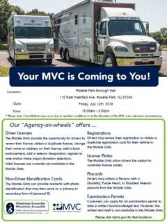 Need To Renew Your License? MVC Mobile Unit Coming To Roselle Park