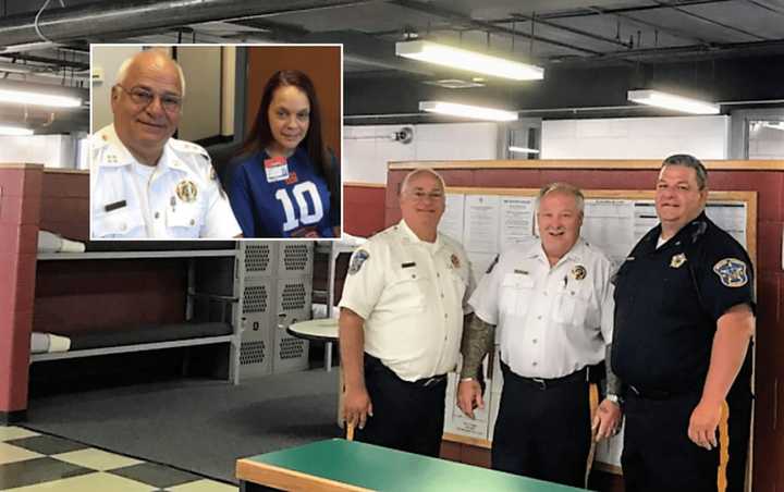 Bergen County Sheriff with Undersheriff Robert Colaneri and Officer Thomas Smaldone in the DRC and with Anita Rogers.