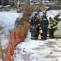 <p>Firefighters rescued the worker through a window well.</p>