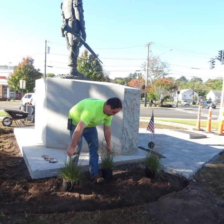 Landscaper Brian Kolwicz recently donated his time and labor to spruce up the Vietnam Memorial in Rogers Park in Danbury