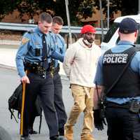 <p>NJ State Police troopers take Greyhound bus passenger into custody on southbound Route 17 in Ridgewood.</p>