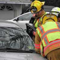 <p>Firefighters used the Jaws of Life to remove the driver&#x27;s door.</p>