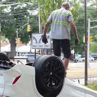 <p>All Points Towing righted and removed the stolen BMW X5 SUV after it rolled on Ann Court in Paramus.</p>