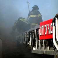 <p>At the scene of the fire in Rochelle Park on Tuesday, Aug. 22.</p>