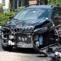 <p>The Jeep rammed the Subaru sedan at the corner of Walthery and Harrison avenues in Ridgewood on Wednesday, Sept. 6.</p>