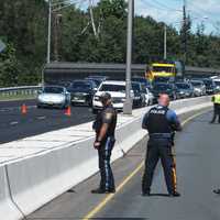 <p>The lines stretched all the way across Route 208 near De Boer Drive in Glen Rock.</p>