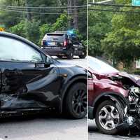 <p>A tow truck removed both vehicles following the 1:30 p.m. Saturday, Sept. 9 crash at Paramus Road and West Midland Avenue in Paramus.</p>