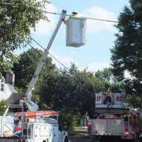 <p>The hydraulic arm apparently malfunctioned, leaving the worker suspended above Hanover Place off Heathcote Road.</p>