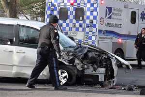 Mini-Van Rams Glen Rock Utility Pole