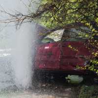 <p>A fire hydrant was knocked over.</p>