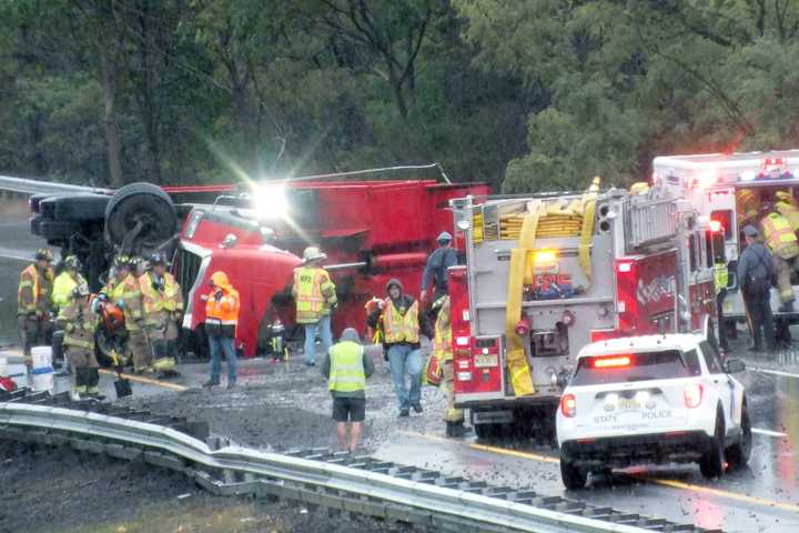 Dump Truck Rolls On Treacherous Stretch Of Route 287, Third Crash This Week