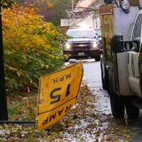 <p>It took out two traffic-control signs along the way.</p>