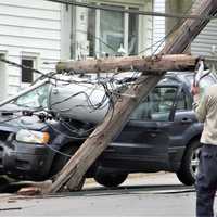 Suspected Medical Emergency Sends SUV Into Teaneck Utility Pole