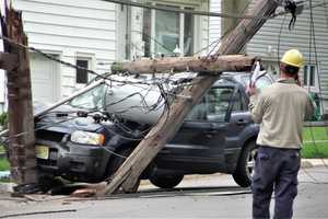 Suspected Medical Emergency Sends SUV Into Teaneck Utility Pole