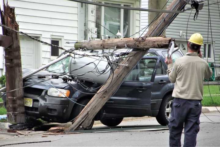 Suspected Medical Emergency Sends SUV Into Teaneck Utility Pole