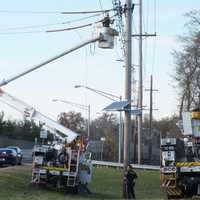 <p>The energized line also damaged a section of the southbound highway in Glen Rock when it fell, keeping a lane closed once police reopened the highway.</p>