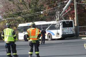 Bus Downs Utility Pole In Paramus