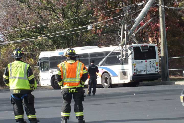 Bus Downs Utility Pole In Paramus