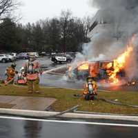 <p>The driver had pulled into the safe spot and got everyone off after spotting smoke coming from the engine compartment, police said.</p>