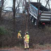 <p>Mahwah firefighters at the scene of the crash off northbound Route 287 just south of Darlington Avenue.</p>