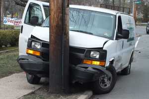 Van Whacks Utility Pole In Fair Lawn