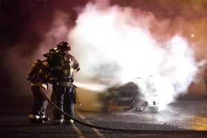 Paramus Firefighters Douse Lexus Blaze Outside Route 17 Stop & Shop