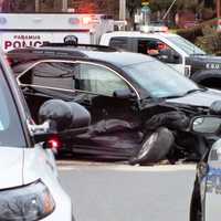 <p>The Ford F350 from JH Construction collided with the Chevy Equinox crossover at the busy intersection of Forest and East Ridgewood avenues in Paramus shortly after 1 p.m.  Saturday, Jan. 14.</p>