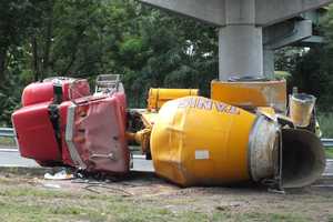 Cement Mixer Tips Off Paramus Highway